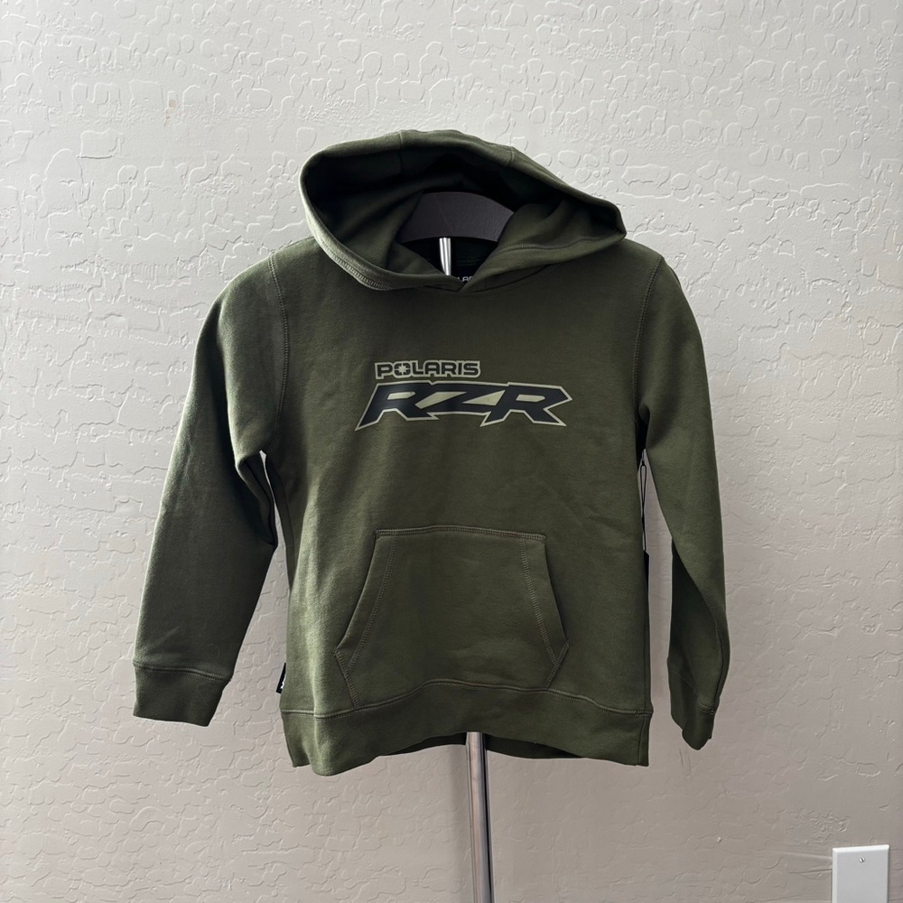 Polaris RZR Hoodie ATV UTV Logo Pullover Olive Green Sweatshirt Youth Small NWT - Picture 6 of 11